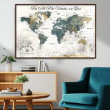 16233493-MGV-CV-36X24-Personalized World Map Wall Art – Rustic Blue Green Wanderlust Travel Map with Custom Couple Names, Vintage Wall Decor for Home