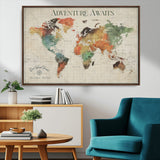 24737989-MGV-CV-36X24-Personalized World Map Wall Art – Colorful Vintage Adventure Travel Map with Custom Names, Unique Wall Decor for Couples,