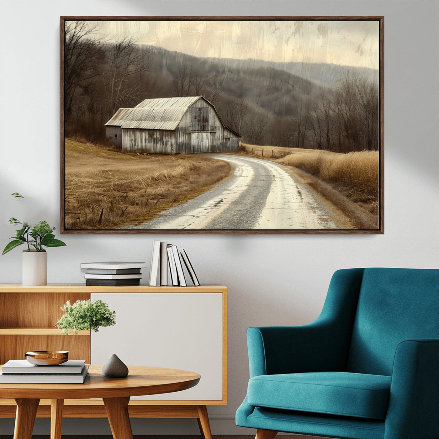 91254-MGV-CV-36X24-Rustic Barn Wall Art Canvas Print, Framed Vintage Farmhouse Art Picture Print, Nostalgic Farm Perfect Rustic Farmhouse Decor