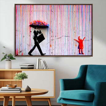 69505-MGV-CV-36X24-Graffiti Girl Wall Art Canvas Print, Framed Urban Contrast Art Picture Print, Vibrant Graffiti Perfect Urban Pop Decor Artwork