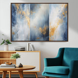 41836-MGV-CV-36X24-Abstract Gold Wall Art Canvas Print, Framed Blue Layers Art Picture Print, Elegant Cloud Perfect Elegant Minimalist Decor Artwork