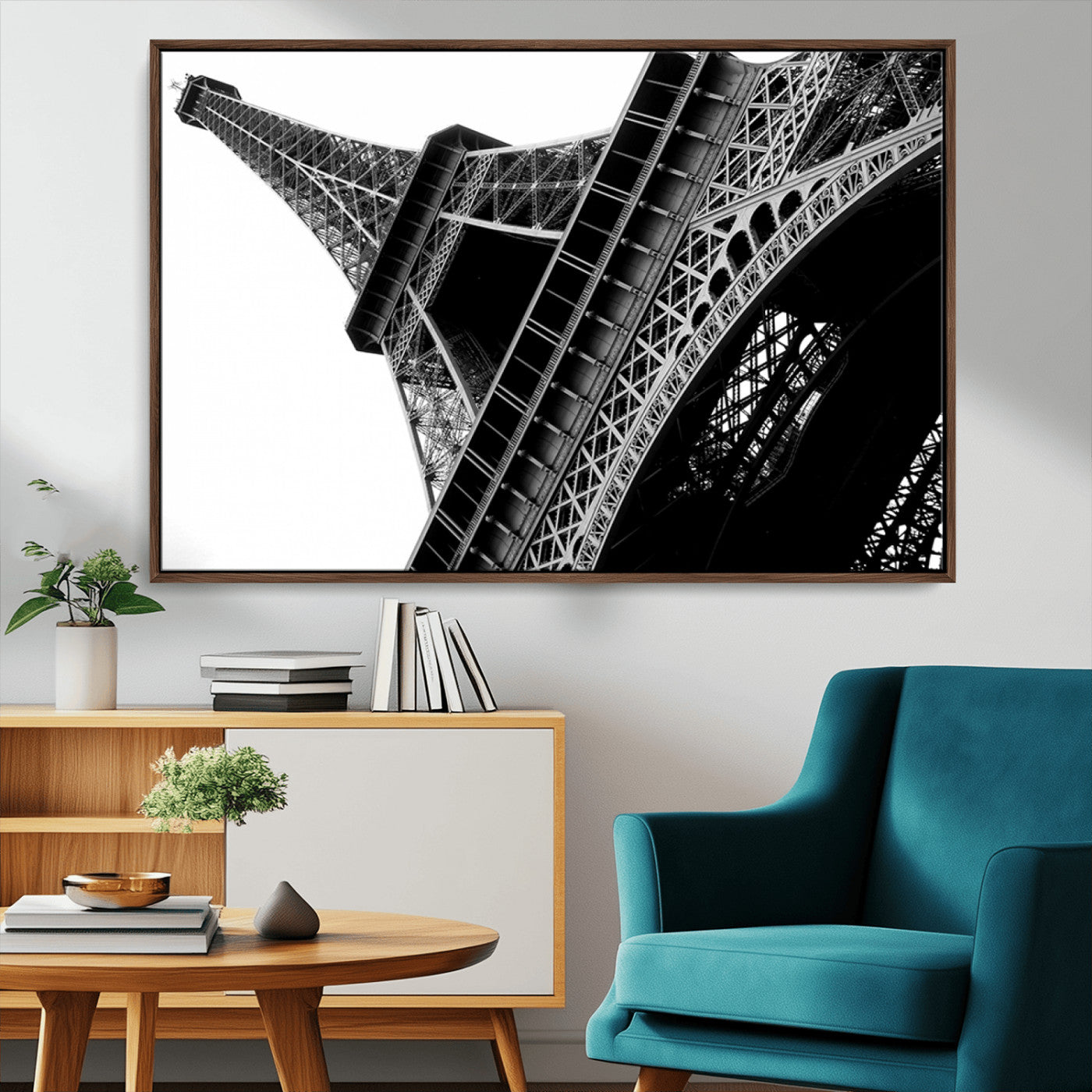 89033-MGV-CV-36X24-Eiffel Tower Wall Art – Dramatic Black and White Architectural Canvas Print, Modern Paris Decor for Office, Living Room or