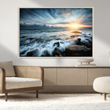 33428-MGV-FC-36X24_Natural-Ocean Sunrise Wall Art – Serene Seascape Canvas Print, Coastal Home or Office Decor, Perfect for Living Room, Bedroom, or Study