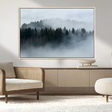 42596-MGV-CV-36X24-Misty Forest Wall Art – Atmospheric Pine Trees Canvas Print, Nature Landscape Decor for Living Room, Bedroom, Office, or Cabin