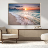 71849-MGV-FC-36X24_Natural-Sunrise Ocean Beach Wall Art – Serene Seascape Canvas Print with Gentle Waves, Coastal Nature Decor for Bedroom, Living Room or