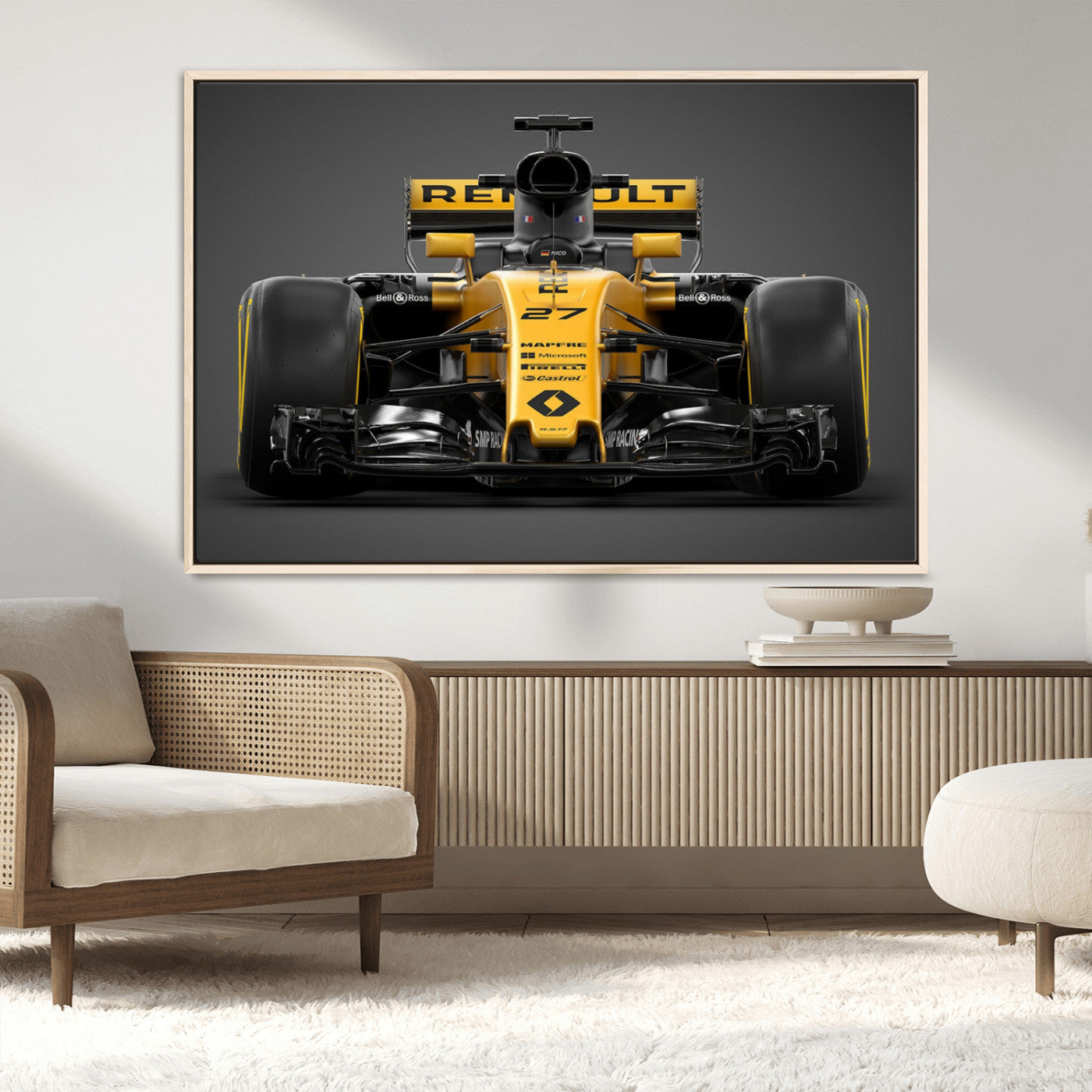 62882-MGV-FC-36X24_Natural-Renault F1 Racing Car Print - High-Performance Formula 1 Motorsport Wall Art, Perfect Gift for Racing Fans and Car Enthusiasts