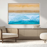 43046-MGV-CV-36X24-Aerial Beach Wall Art – Serene Ocean Waves & Sandy Shore Canvas Print, Coastal Home Decor for Living Room, Bedroom or Office