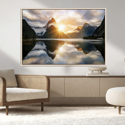 78842-MGV-CV-36X24-Sunrise Mountain Reflection Wall Art – Stunning Nature Landscape Canvas Print for Home, Office, Living Room or Relaxing Space