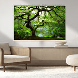 18094-MGV-CV-36X24-Emerald Canopy Wall Art – Panoramic Lush Green Tree Canvas Print, Serene Nature Decor for Office, Living Room or Meditation Space