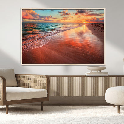 77723-MGV-FC-36X24_Natural-Sunset Beach Wall Art – Vibrant Ocean Canvas Print, Coastal Landscape Decor for Living Room, Bedroom or Office, Relaxing Tropical