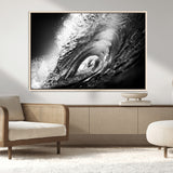 22702-MGV-CV-36X24-Black and White Ocean Wave Wall Art – Powerful Surf Curl Photography Canvas Print, Modern Coastal Decor for Living Room, Office or