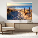 31889-MGV-CV-36X24-Sandy Beach Pathway Wall Art – Coastal Dune Fence and Ocean View Canvas Print, Relaxing Seaside Landscape Decor for Living Room or