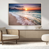 99906-MGV-CV-36X24-Morning Tide Canvas Print – Soft Sunrise Ocean Waves Wall Art, Coastal Serenity Decor for Home & Office