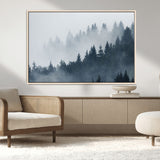 23671-MGV-CV-36X24-Misty Forest Wall Art – Serene Foggy Pine Trees Landscape Canvas Print, Tranquil Nature Decor for Living Room, Bedroom or Office