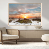 91064-MGV-CV-36X24-Beach Sunset Wall Art – Coastal Sand Dunes and Ocean Horizon Canvas Print, Seaside Landscape Wall Decor for Living Room, Bedroom