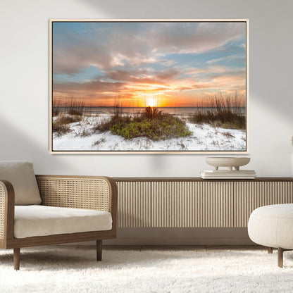 91064-MGV-CV-36X24-Beach Sunset Wall Art – Coastal Sand Dunes and Ocean Horizon Canvas Print, Seaside Landscape Wall Decor for Living Room, Bedroom