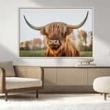 64824-MGV-CV-36X24-Highland Cow Wall Art – Rustic Scottish Bull Canvas Print, Farmhouse Animal Decor for Living Room, Bedroom, Office or Cabin