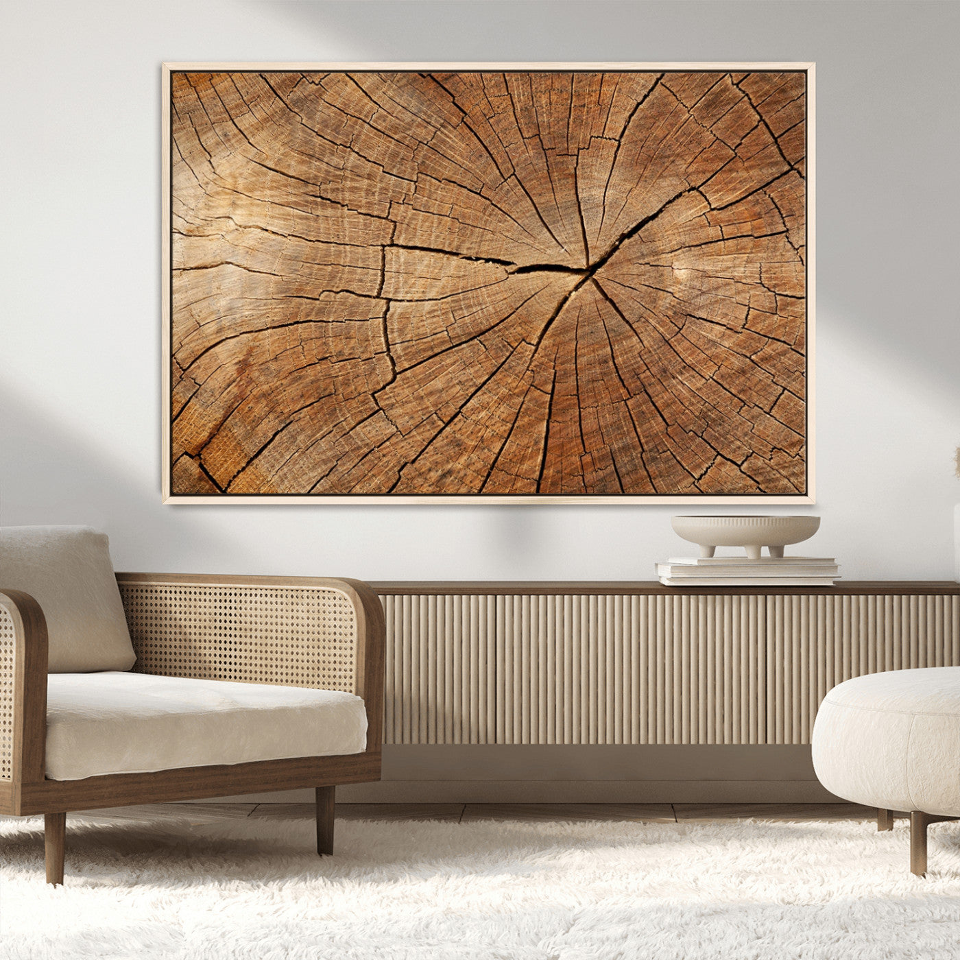 61710-MGV-CV-36X24-Tree Rings Wall Art – Rustic Wood Grain Canvas Print of Tree Trunk Cross Section, Nature Inspired Decor for Cabin, Office, Living