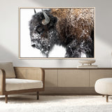 24304-MGV-CV-36X24-Bison Wall Art Canvas Print, Framed Winter Bison Art Picture Print, Snowy Buffalo Perfect Rustic Farmhouse Decor Artwork