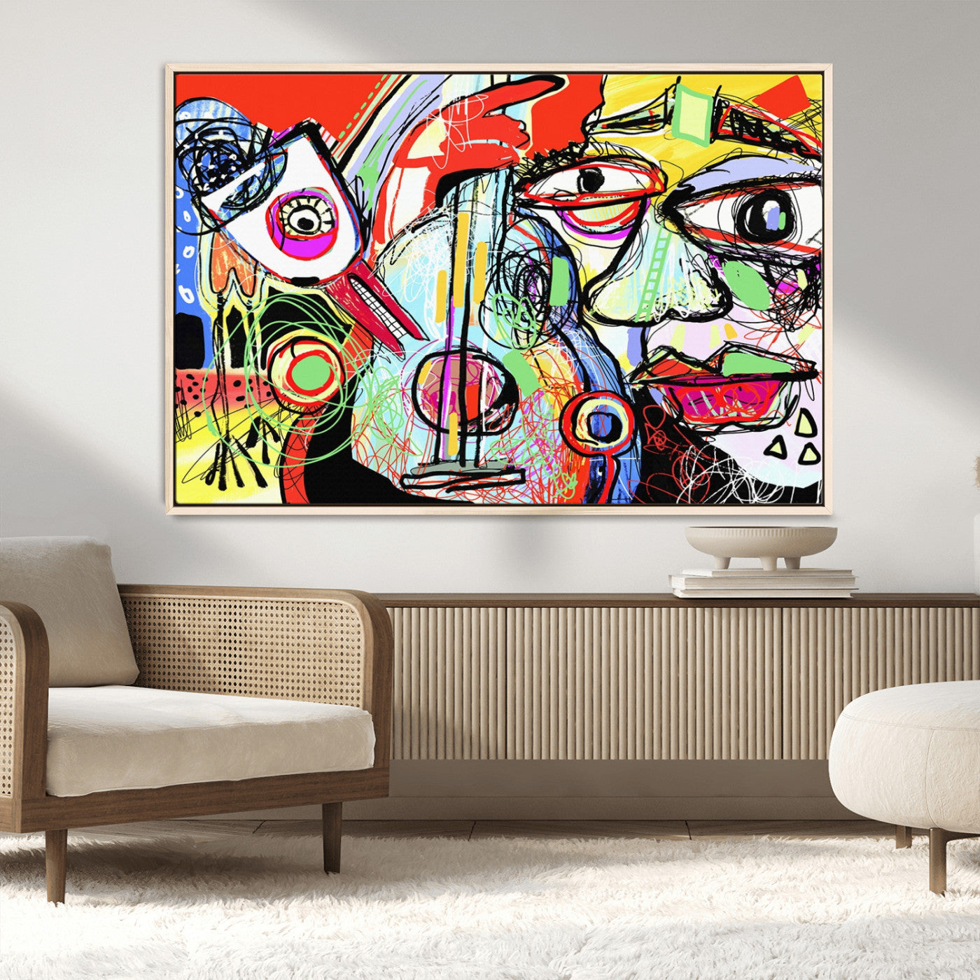 37796-MGV-CV-36X24-Picasso Style Wall Art Canvas Print, Framed Picasso Art Picture Print, Picasso Cubism Perfect Modern Abstract Decor Artwork