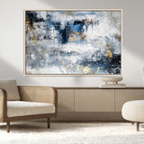 59716-MGV-CV-36X24-Abstract Blue and Gold Wall Art – Modern Textured Canvas Print, Contemporary Painting for Living Room, Bedroom, or Office Decor