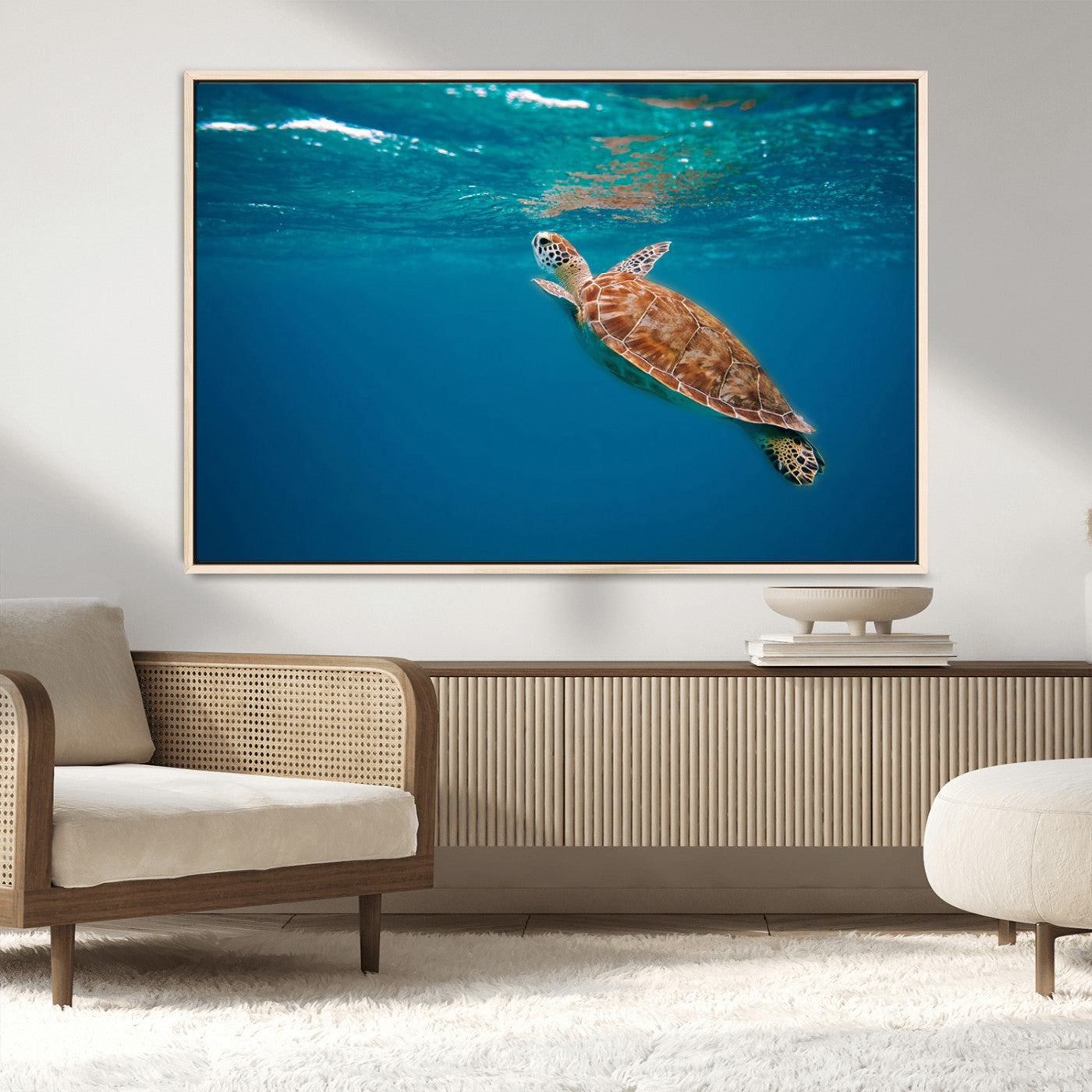 91440-MGV-CV-36X24-Sea Turtle Wall Art – Ocean Turtle Canvas Print, Underwater Marine Life Decor for Living Room, Office, Beach House or Bathroom