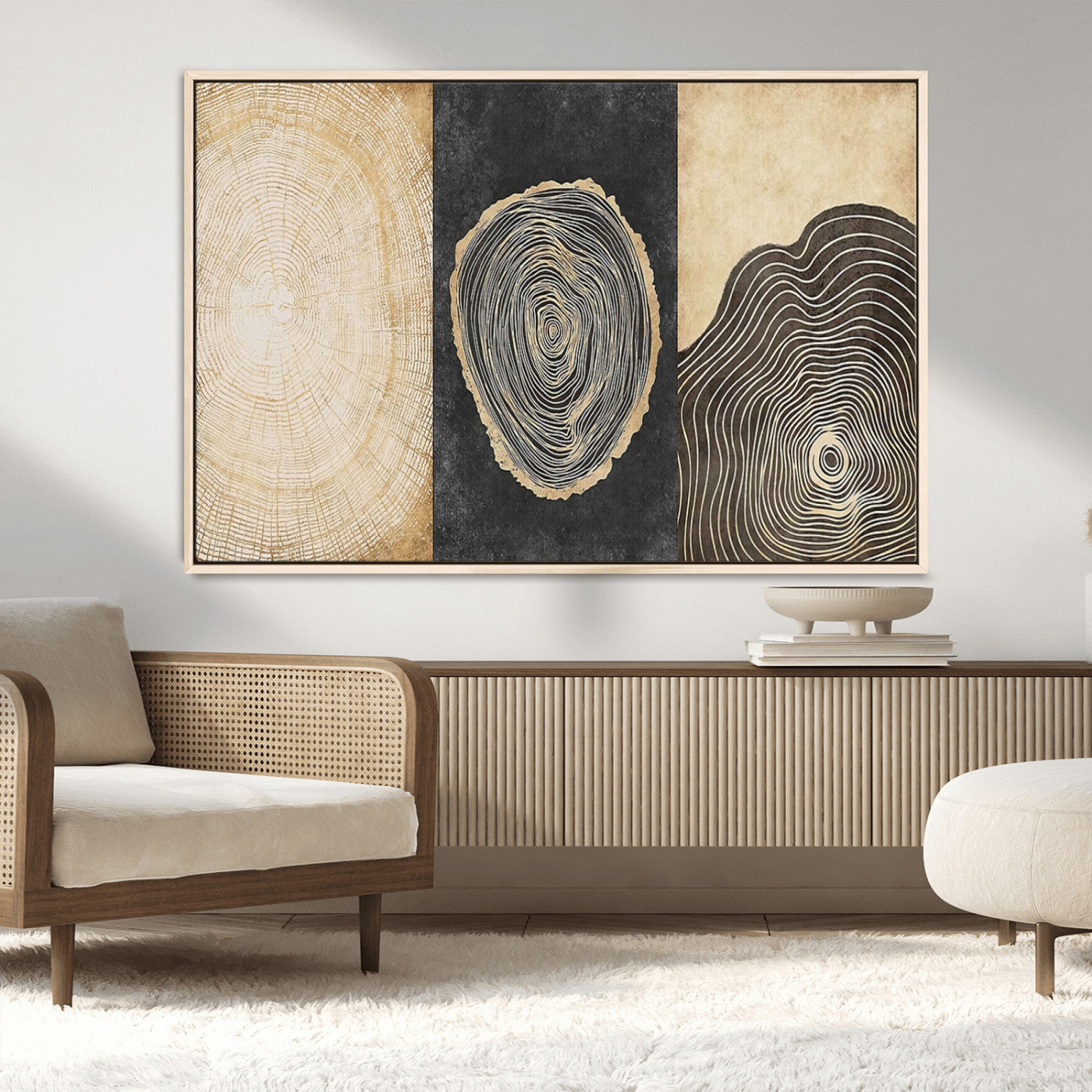 77785-MGV-CV-36X24-Tree Ring Abstract Wall Art – Rustic Wood Growth Pattern Canvas Prints, Modern Nature-Inspired Decor for Living Room or Office