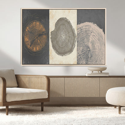 80725-MGV-FC-36X24_Natural-Wood Tree Rings Wall Art Canvas Print, Framed Tree Rings Art Picture Print, Abstract Tree Rings Perfect Modern Boho Decor Artwork