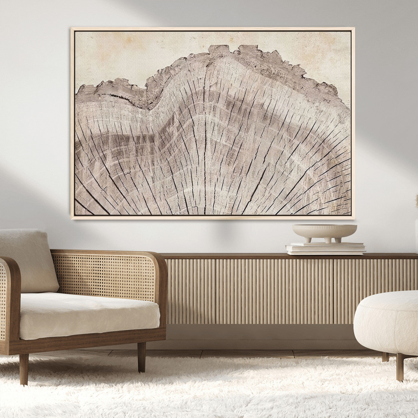 67528-MGV-CV-36X24-Wood Ring Wall Art Canvas Print, Framed Tree Ring Art Picture Print, Rustic Tree Ring Perfect Neutral Boho Decor Artwork