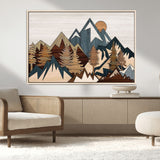 67950-MGV-CV-36X24-Modern Wood Wall Art Canvas Print, Framed Mountain Range Art Picture Print, Wood Mountain Range Perfect Rustic Decor Artwork