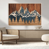 41330-MGV-FC-36X24_Natural-Rustic Mountain Wall Art – Wooden Nature Scene with Trees and Peaks, Handmade 3D Layered Decor for Living Room, Cabin or Office
