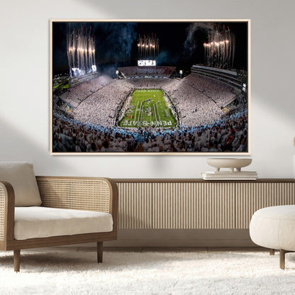 11391-MGV-CV-36X24-Penn State Stadium Wall Art – Panoramic White Out Football Game Canvas Print, College Sports Decor for Office, Man Cave, or Living