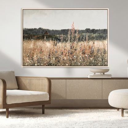 46308-MGV-CV-36X24-Wildflower Field Wall Art – Rustic Meadow Landscape Canvas Print, Country Nature Decor for Living Room, Bedroom or Farmhouse