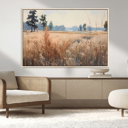 98822-MGV-FC-36X24_Natural-Autumn Meadow Wall Art – Tranquil Grassland Landscape Canvas Print, Rustic Country Decor for Living Room, Bedroom or Farmhouse
