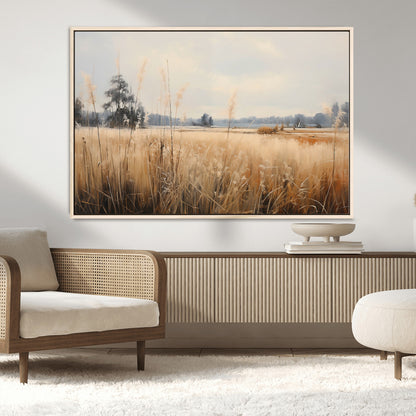 38193-MGV-CV-36X24-Golden Meadow Wall Art – Serene Grassland Landscape Canvas Print, Rustic Nature Decor for Bedroom, Living Room or Farmhouse
