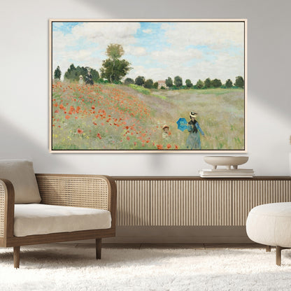74890-MGV-CV-36X24-Monet Poppy Field Wall Art – Impressionist Landscape Canvas Print, Classic French Artwork for Living Room, Bedroom or Office Decor