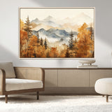 72950-MGV-CV-36X24-Autumn Mountain Forest Wall Art – Golden Fall Landscape Canvas Print, Nature-Inspired Home Decor for Living Room, Bedroom or