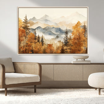 72950-MGV-CV-36X24-Autumn Mountain Forest Wall Art – Golden Fall Landscape Canvas Print, Nature-Inspired Home Decor for Living Room, Bedroom or