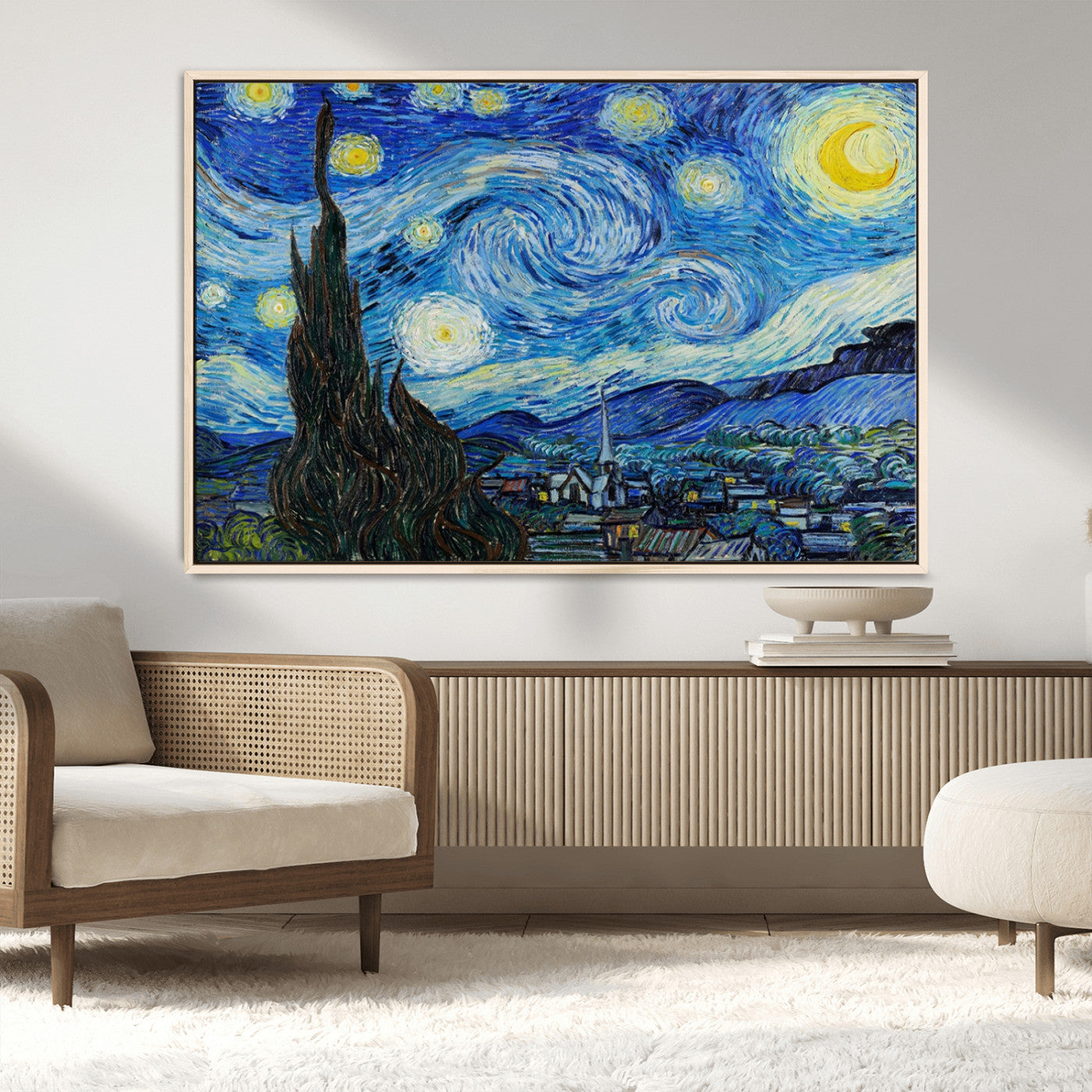 39177-MGV-CV-36X24-Starry Night Wall Art – Vincent van Gogh Famous Painting Canvas Print, Timeless Starry Sky Decor for Living Room, Bedroom or