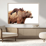 76943-MGV-CV-36X24-Mom Bear Wall Art Canvas Print, Framed Bear Photography Art Picture Print, Rustic Bear and Cub Perfect Rustic Farmhouse Decor