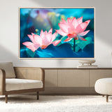 32559-MGV-CV-36X24-Lotus Flower Wall Art – Pink Water Lily Canvas Print, Tranquil Nature Decor for Living Room, Bedroom or Meditation Space
