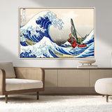 19450-MGV-CV-36X24-Great Wave Adventure Wall Art – Japanese Style Ocean Canvas Print, Fantasy Sailing Decor for Living Room, Bedroom or Office