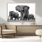 91685-MGV-CV-36X24-Elephant Herd Wall Art – Black and White Safari Canvas Print, African Wildlife Photography Decor for Living Room, Office or