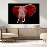14788-MGV-CV-36X24-Red Elephant Wall Art – Bold Wildlife Canvas Print, African Safari Animal Decor for Living Room, Bedroom or Office