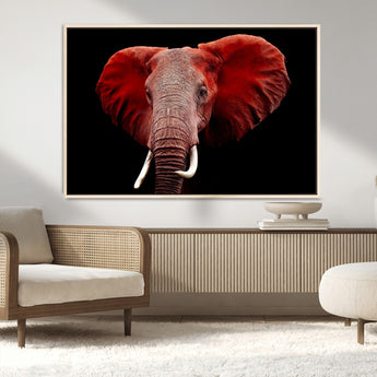 14788-MGV-CV-36X24-Red Elephant Wall Art – Bold Wildlife Canvas Print, African Safari Animal Decor for Living Room, Bedroom or Office
