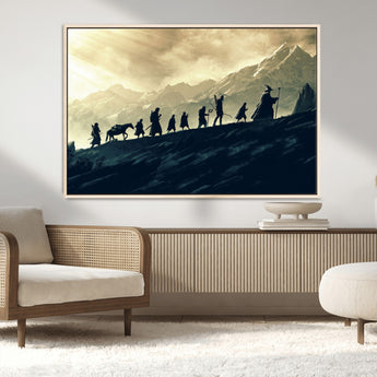 41574-MGV-CV-36X24-Fellowship Journey Wall Art – Epic Fantasy Adventure Canvas Print, Mountain Landscape Decor for Living Room, Office or Man Cave
