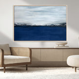 62197-MGV-CV-36X24-Abstract Ocean Wall Art – Minimalist Blue and White Canvas Print, Modern Coastal Seascape Painting for Bedroom, Living Room or