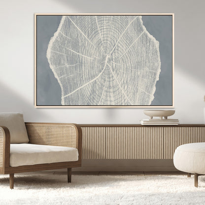 25547-MGV-CV-36X24-Tree Ring Wall Art Canvas Print, Framed Linocut Tree Ring Art Picture Print, Wood Texture Perfect Minimalist Farmhouse Decor