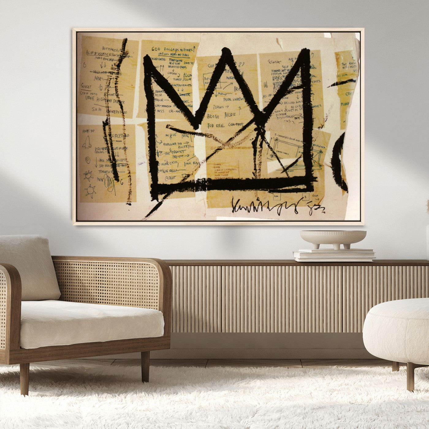 37215-MGV-CV-36X24-Abstract Crown Wall Art – Urban Graffiti Style Canvas Print Modern Street Art Design, Bold Contemporary Decor for Living Room,