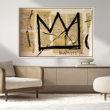 37215-MGV-CV-36X24-Abstract Crown Wall Art – Urban Graffiti Style Canvas Print Modern Street Art Design, Bold Contemporary Decor for Living Room,
